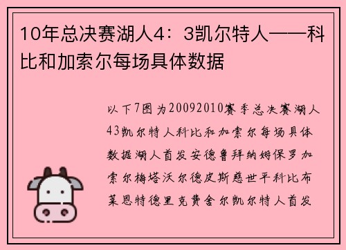 10年总决赛湖人4：3凯尔特人——科比和加索尔每场具体数据