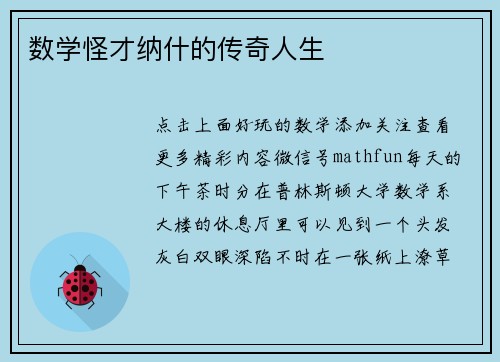 数学怪才纳什的传奇人生